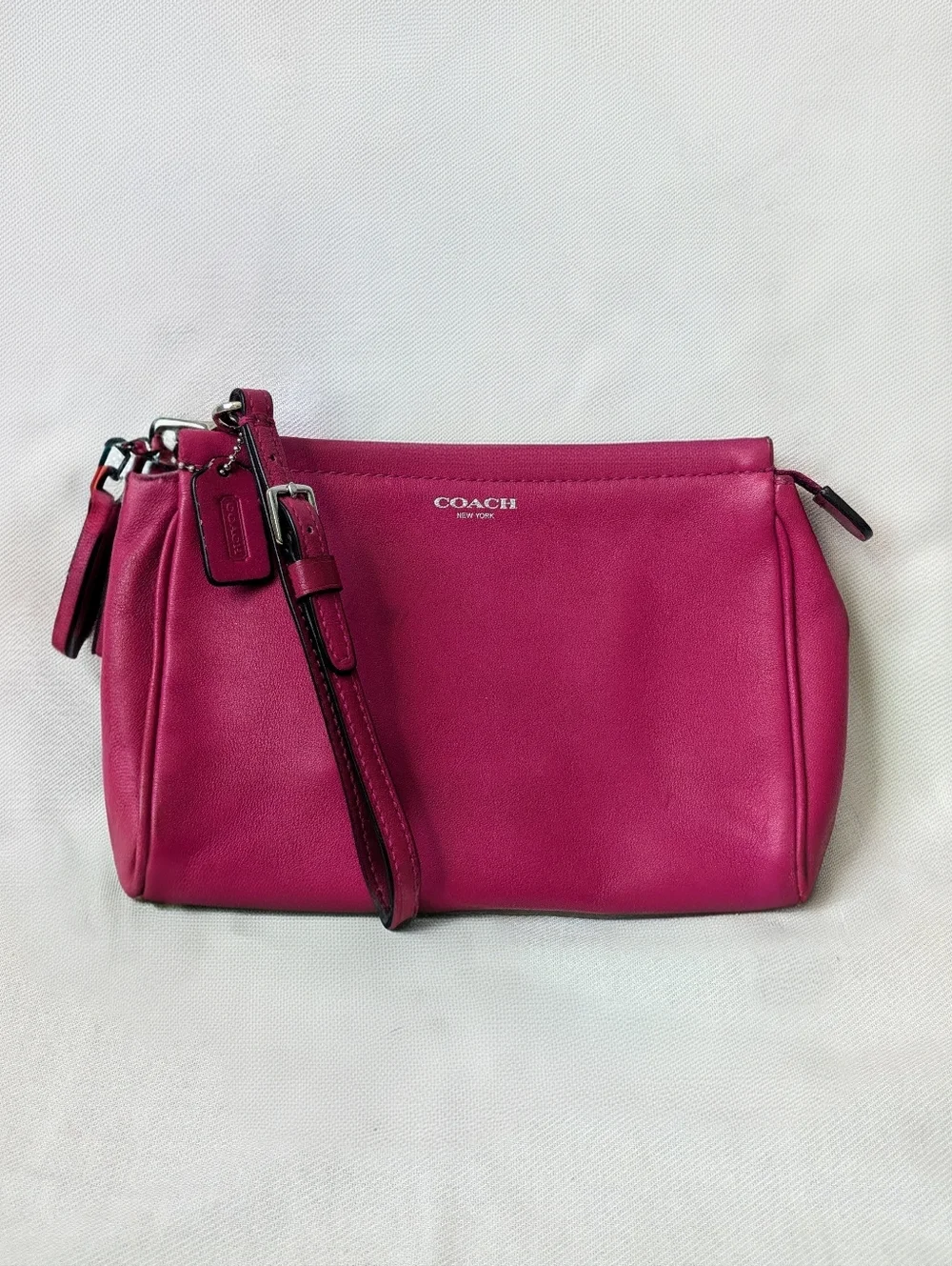 Coach Legacy Smooth Leather Tassel Wristlet Fuchsia Pink